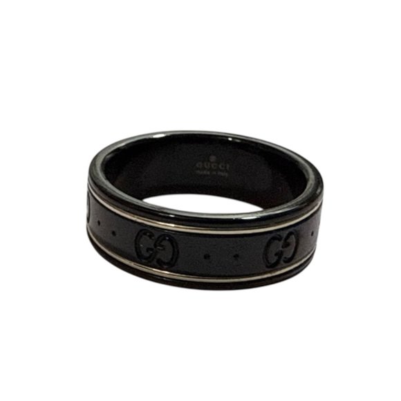 GUCCI GG pattern ceramic ring, black, for men - Picture 1 of 9